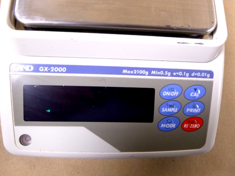 A&D Weighing GX-2000 Toploading Balance, 2100g x 0.01g Internal Calibration