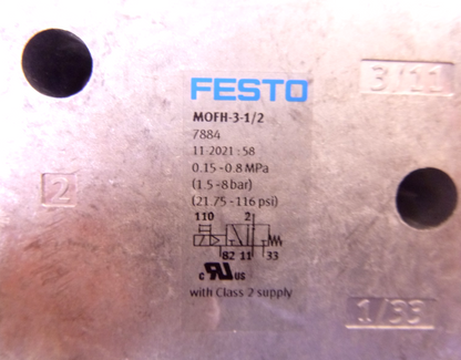 MOFH-3-1/2 FESTO 3/2 Way Solenoid Valve 7884 Pilot Controlled Monostable | Industrial MRO Replacement Parts, Manufacturing Machine Parts &amp; Components, Heavy Equipment Parts Supplier