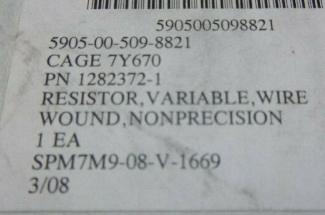 CARTER HONEYWELL 1282372-1 VARIABLE RESISTER , 5905-00-509-8821 | Electrical MRO Replacement Parts &amp; Components and Commercial Electrical Supplies Company