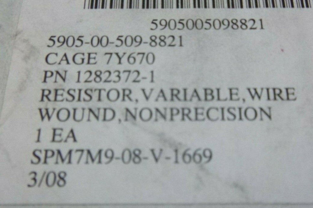 CARTER HONEYWELL 1282372-1 VARIABLE RESISTER , 5905-00-509-8821 | Electrical MRO Replacement Parts & Components and Commercial Electrical Supplies Company