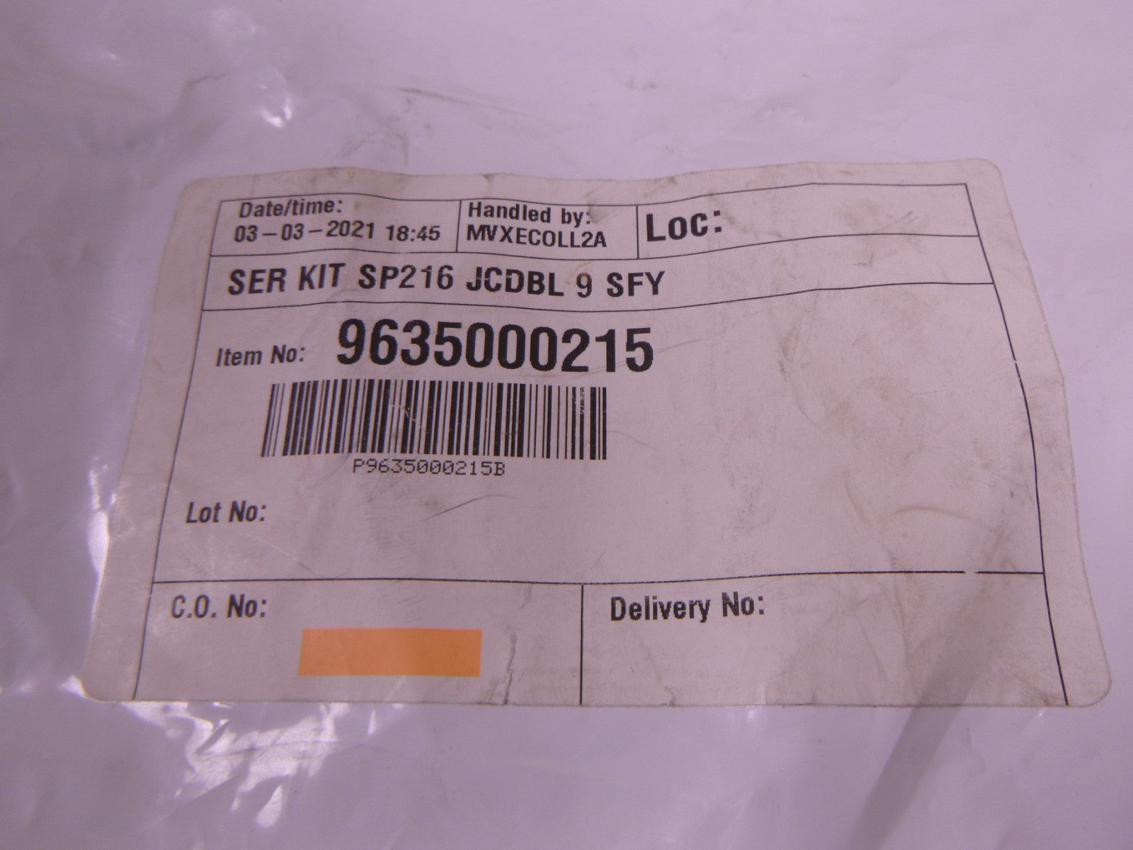 Alfa Laval SERVICE KIT SP216 JCDBL 9 SFY J.C. Dbl type 9 Tri-Clover , 9635000215 | Industrial MRO Replacement Parts, Manufacturing Machine Parts &amp; Components, Heavy Equipment Parts Supplier