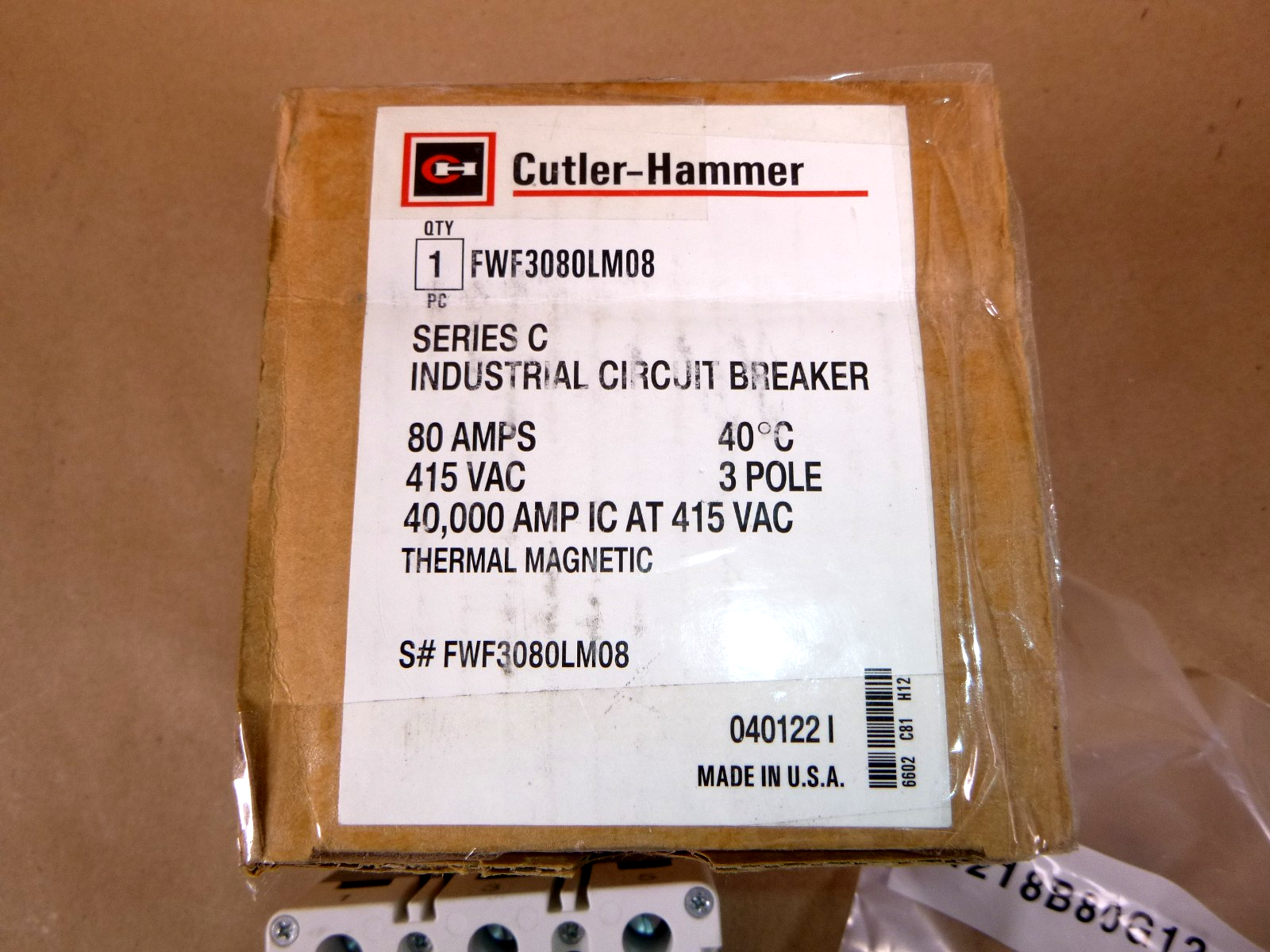 FWF3080LM08 Eaton CH Fixed Thermal, Fixed Magnetic Trip Circuit Breaker 80A 40kA | Electrical MRO Replacement Parts &amp; Components and Commercial Electrical Supplies Company