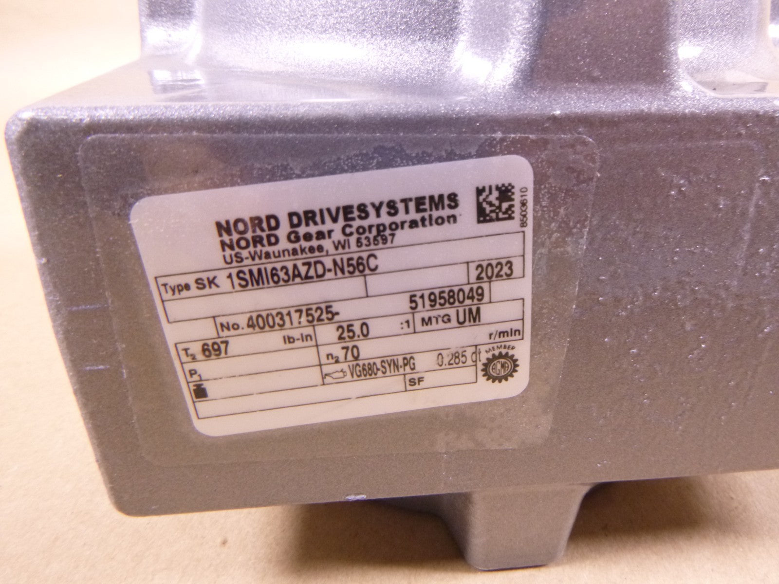 1SMI63AZD-N56C Nord Right Angle 1-7/16 Hollow Shaft Reducer 56C Input 25:1 Ratio | Industrial Electric Motors, Pumps &amp; Parts