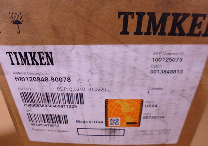 Timken USA HM120817XD Tapered Roller Bearing HM120848 , HM120848-90078 | Industrial MRO Replacement Parts, Manufacturing Machine Parts &amp; Components, Heavy Equipment Parts Supplier