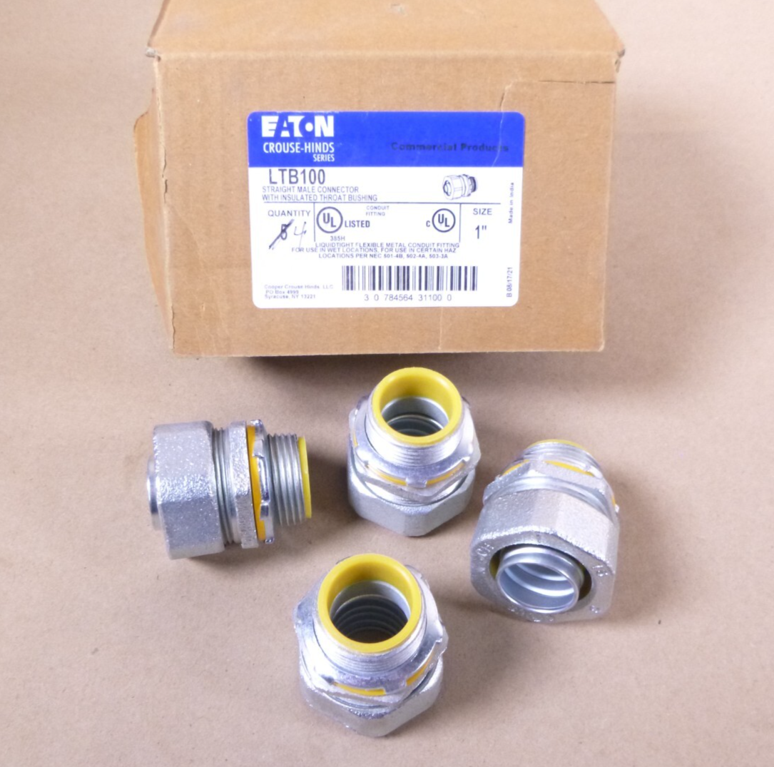 4x Eaton LTB100 1" Insulated Straight Liquidtight Conduit Connector MI | Industrial Replacement Nuts &amp; Bolts Distributor and Machinery Screws &amp; Fasteners Supply