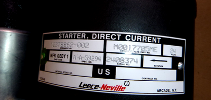 USGI FMTV MRAP 24 Volt Starter Motor OEM Leece Neville M0017705ME, 12378862-002 