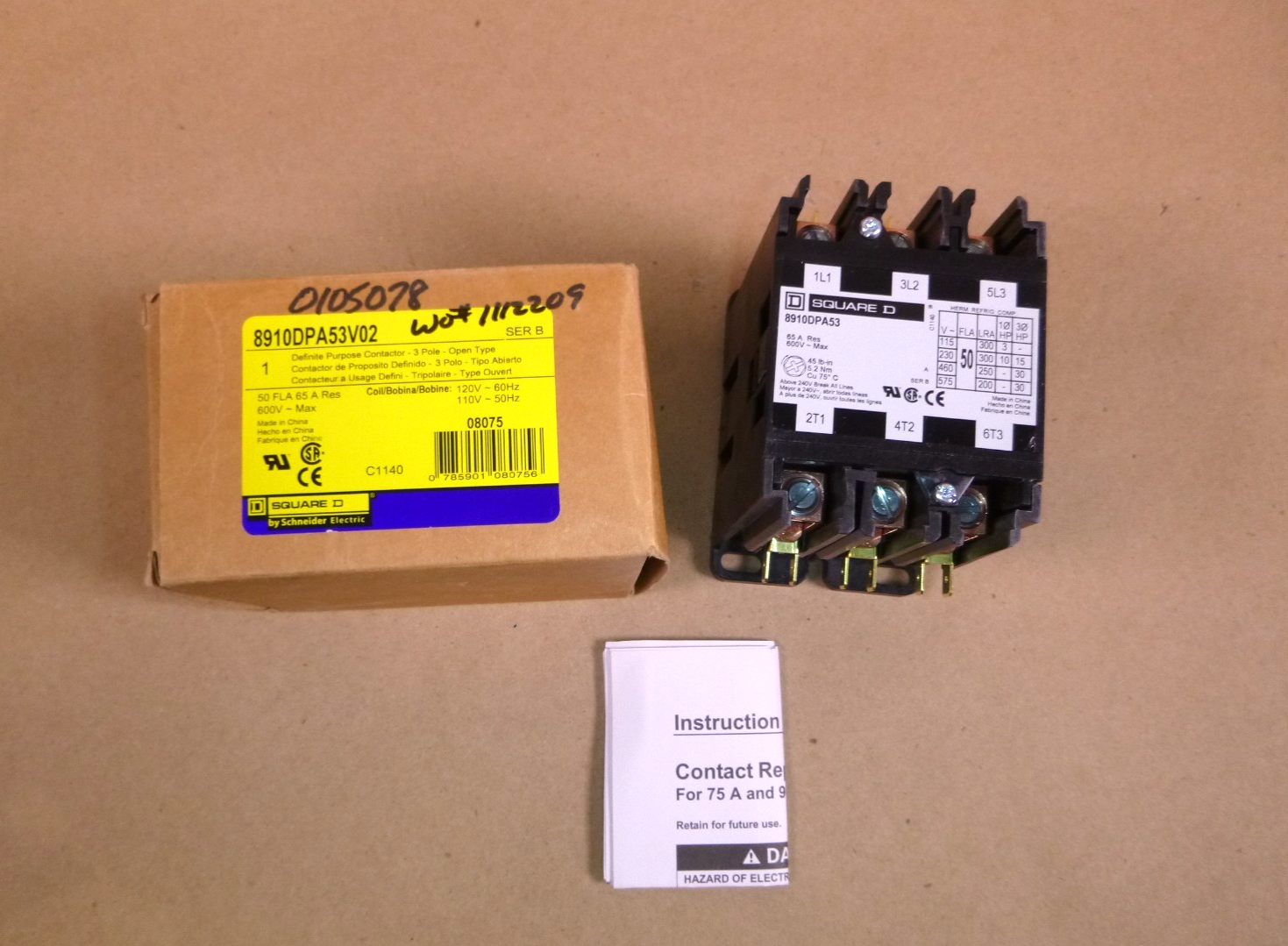 8910DPA53V02 Square D 50 Amp Definite Purpose Contactor 3 Pole 120 Volt Coil | Electrical MRO Replacement Parts &amp; Components and Commercial Electrical Supplies Company