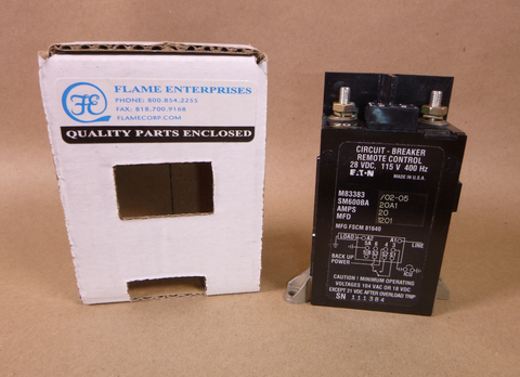 M83383/02-05 Remote Controlled Circuit Breaker Eaton SM600BA20A1 Made in USA | Electrical MRO Replacement Parts & Components and Commercial Electrical Supplies Company