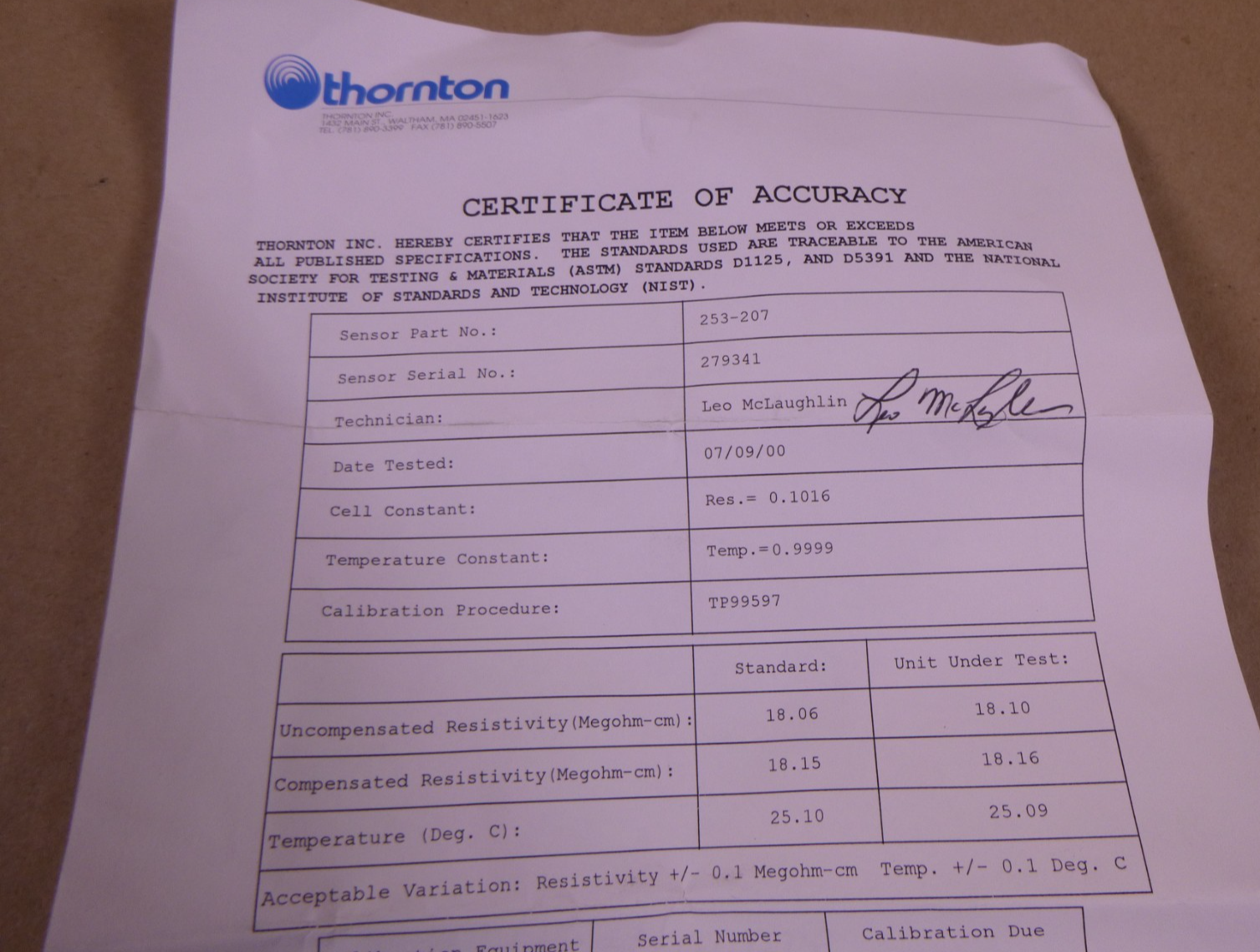 Thornton 253-207 Smart Conductivity Sensor *With Certificate Of Accuracy* | Electrical MRO Replacement Parts &amp; Components and Commercial Electrical Supplies Company