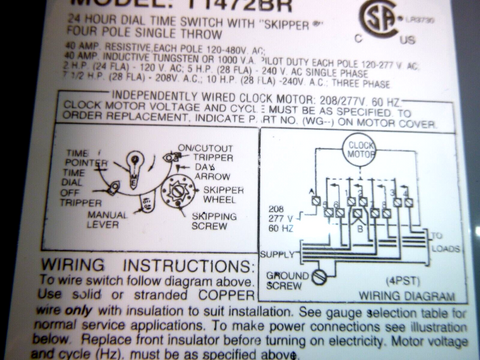 Intermatic T1472BR, 208-277 V, 24-Hour Mechanical Time Switch W/ Skipper NEMA 3R | Electrical MRO Replacement Parts & Components and Commercial Electrical Supplies Company
