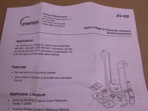 AV-430 Invensys Valve Linkage For MK-66X1, MK-68X1, And MK-6911 Actuators | Industrial MRO Replacement Parts, Manufacturing Machine Parts & Components, Heavy Equipment Parts Supplier