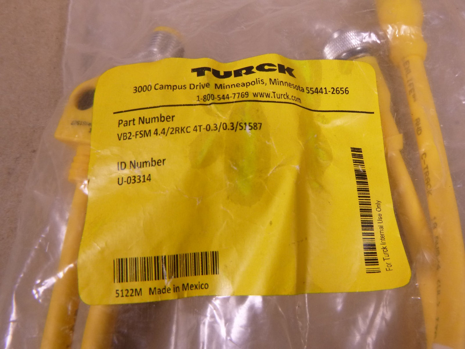 Turck: VB2-FSM 4.4/2RKC 4T -0.3/0.3/S1587 4-Pin Splitter M12 , U-03314 | Electrical MRO Replacement Parts &amp; Components and Commercial Electrical Supplies Company