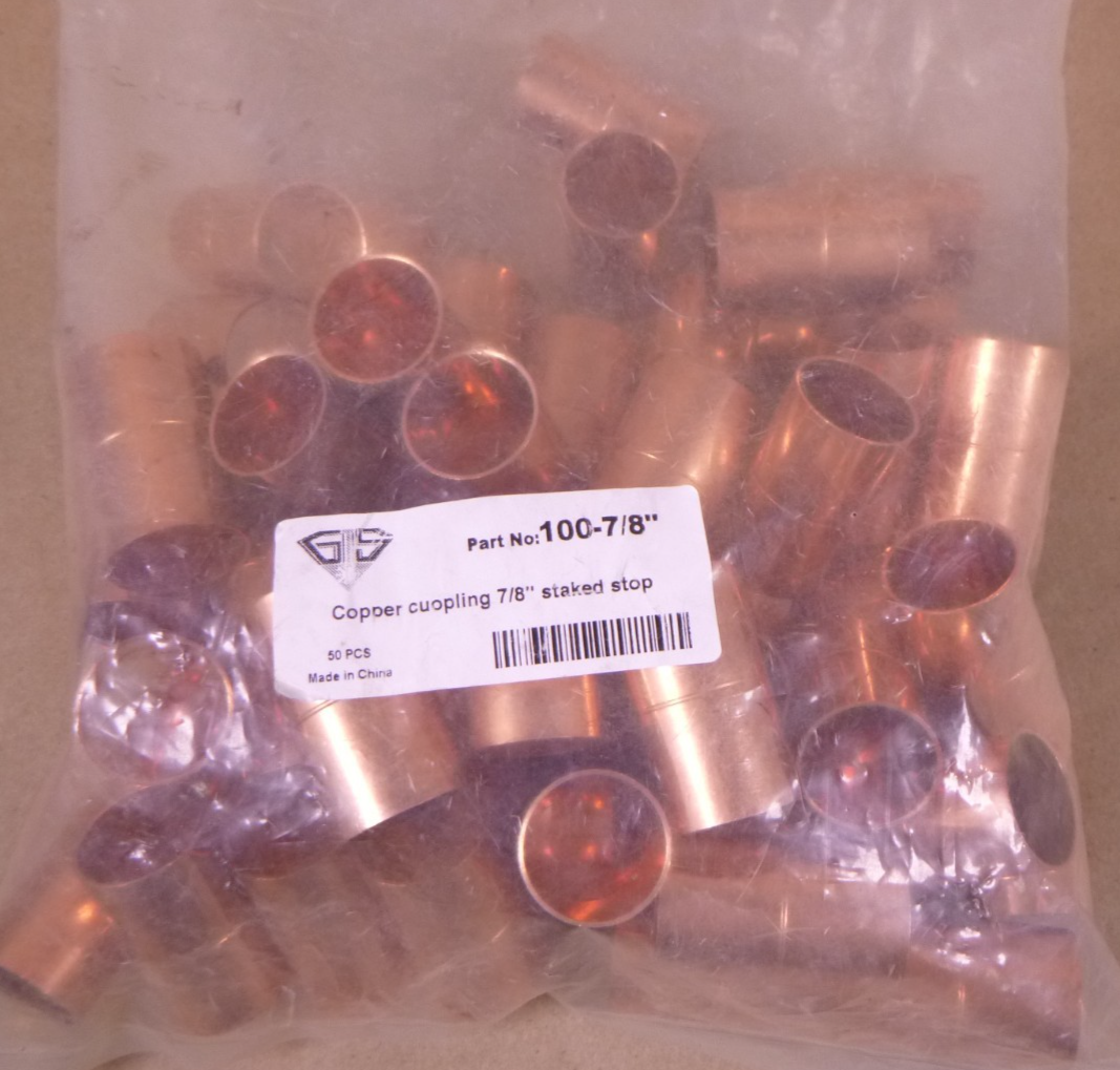 (50 PCS) Copper Coupling 7/8" Staked Stop ACR HVAC Refrigeration Fitting