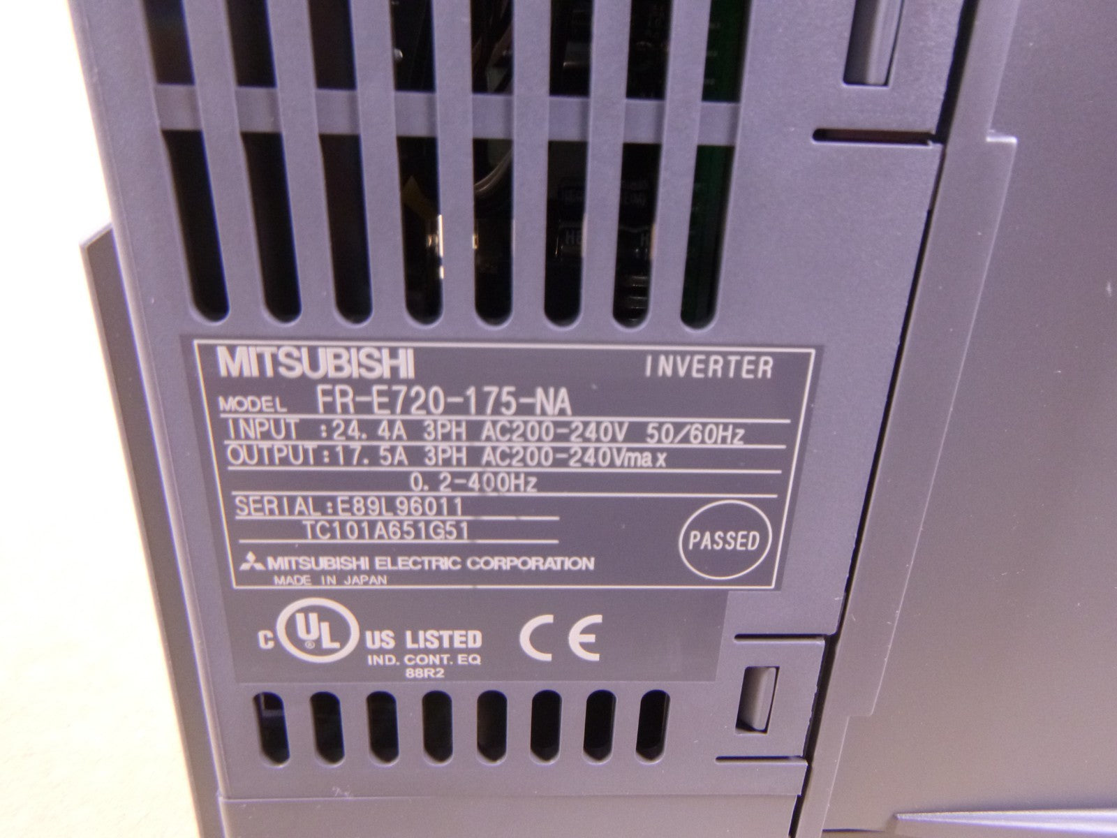 Mitsubishi E700 Series Inverter FR-E720-175-NA 5HP 200-240VAC 3PH | Electrical MRO Replacement Parts &amp; Components and Commercial Electrical Supplies Company