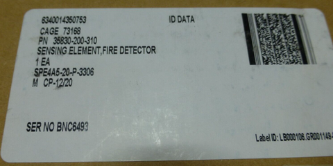 KIDDE AEROSPACE 35830-200-310 FIRE DETECTION SENSING C-130 , 6340-01-435-0753