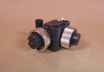 Mini Power Tee Connector: 7/8" male to 7/8" female and 7/8" female, 3-pin(2+PE) | Electrical MRO Replacement Parts &amp; Components and Commercial Electrical Supplies Company