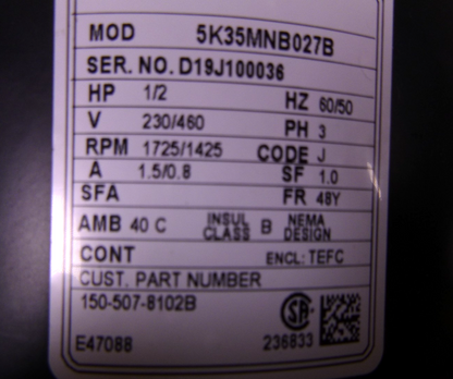 017-482-0029, 1/2HP BISON 60RPM 230/460VAC 482 SERIES 3PH PARALLEL GEARMOTOR | Industrial Electric Motors, Pumps &amp; Parts