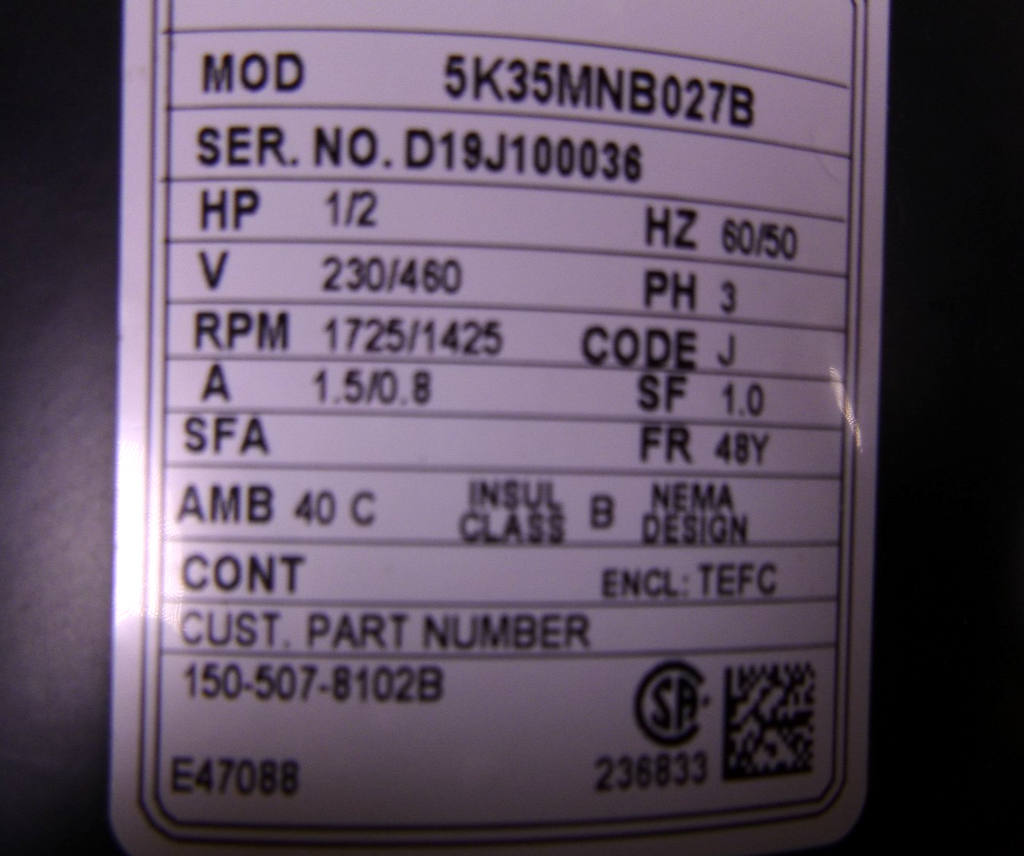 017-482-0029, 1/2HP BISON 60RPM 230/460VAC 482 SERIES 3PH PARALLEL GEARMOTOR | Industrial Electric Motors, Pumps & Parts