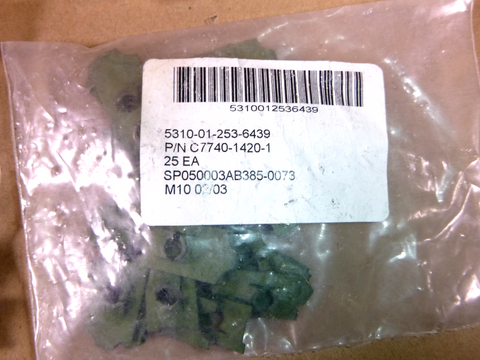 USGI M998 Humvee Sheet Spring Nut 1/4-20, C7740-1420, 5310-01-253-6439 (119 Pcs) | Genuine HMMWV Replacement Parts and Military Surplus Humvee Parts & Accessories