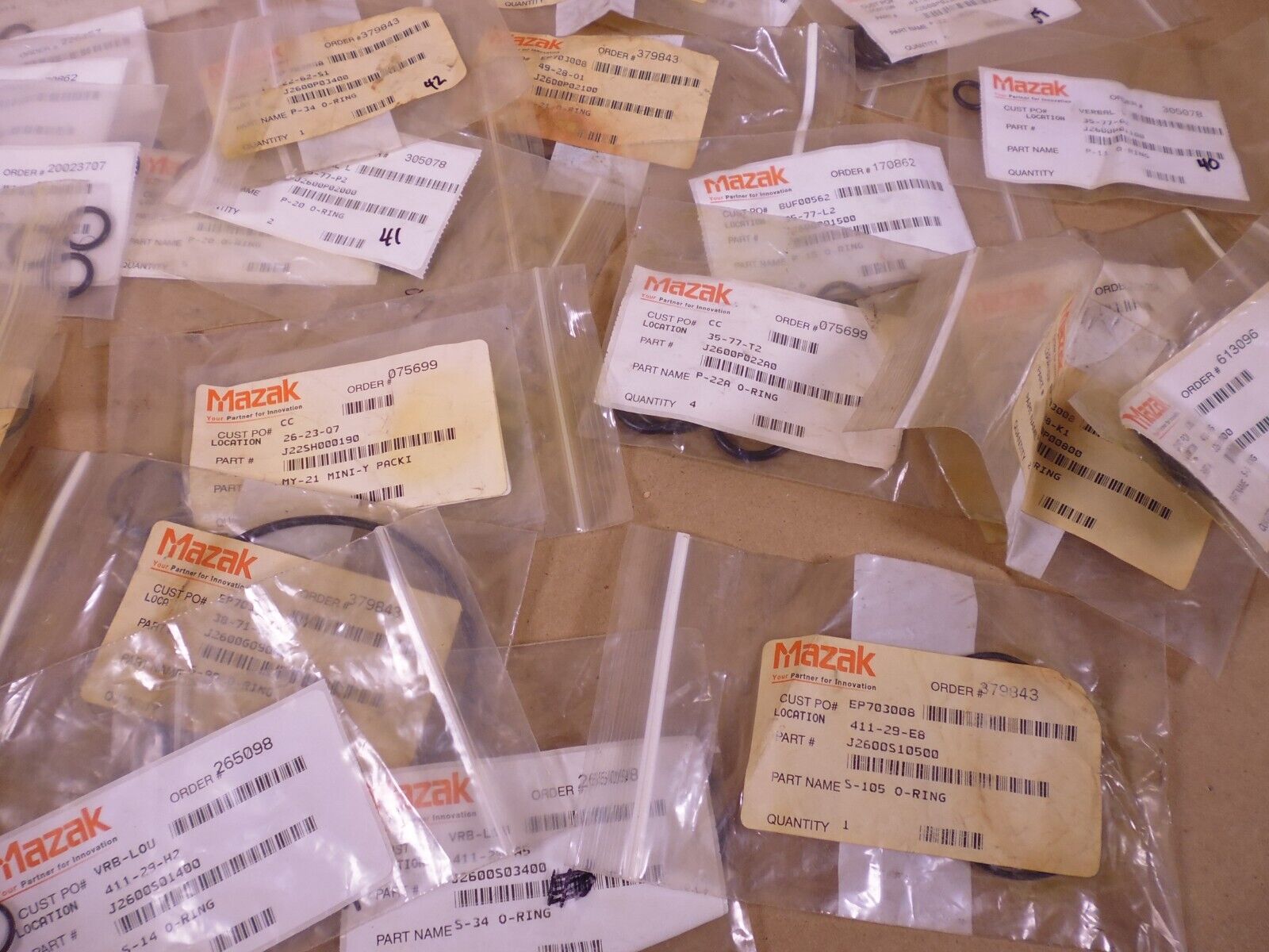 HUGE LOT! OEM MAZAK J2600P J2600S J2600H J2600G O-RING SET P-20 P-21 P-22 | Industrial MRO Replacement Parts, Manufacturing Machine Parts &amp; Components, Heavy Equipment Parts Supplier