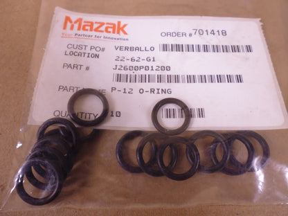 (22 PACK) OEM MAZAK J2600P01200 O-Ring P-12 | Industrial MRO Replacement Parts, Manufacturing Machine Parts &amp; Components, Heavy Equipment Parts Supplier