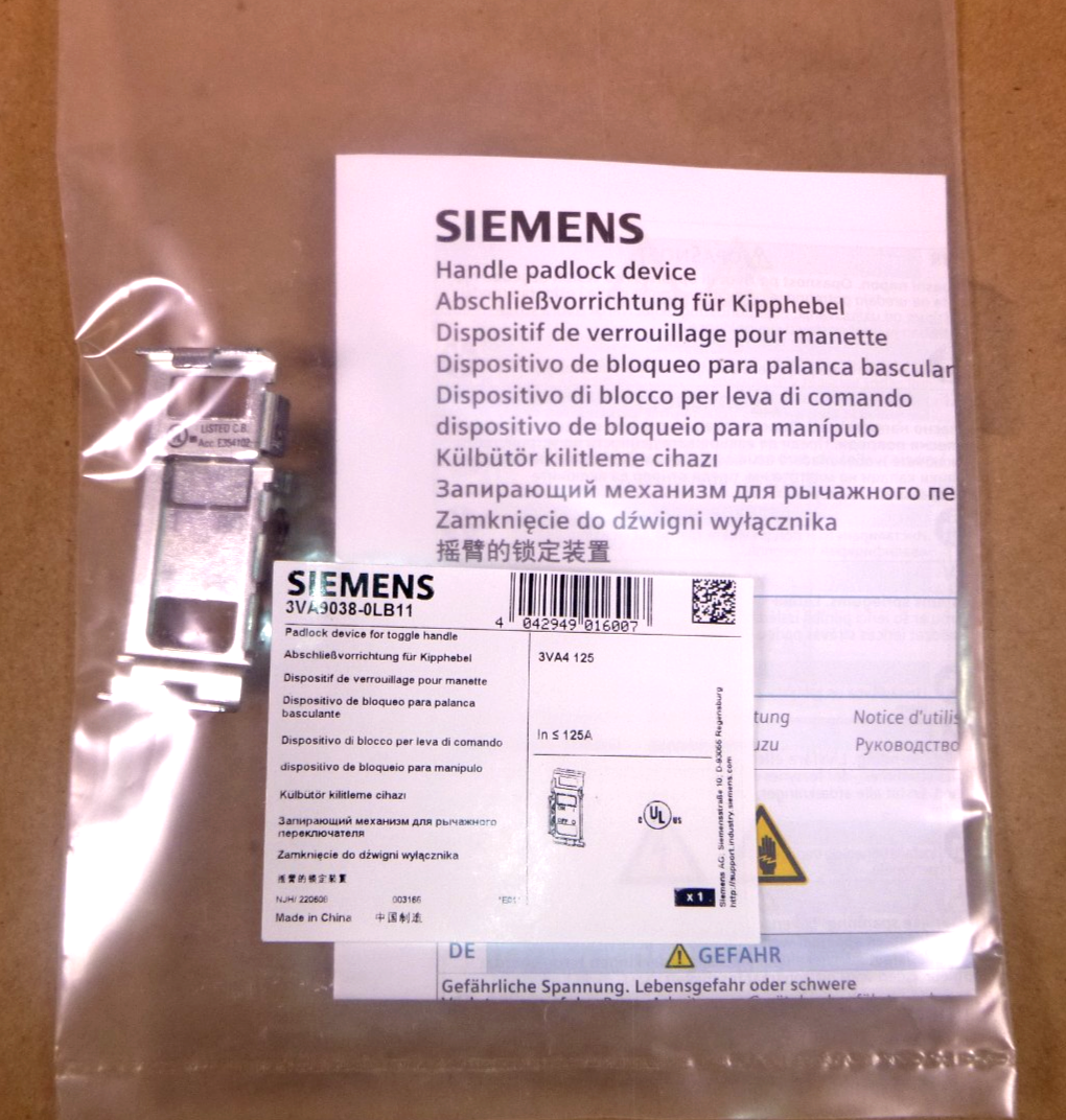 3VA9038-0LB11 Siemens Padlock Device For Use With 3VA4 Circuit Breakers | Electrical MRO Replacement Parts &amp; Components and Commercial Electrical Supplies Company