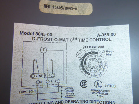 New Paragon 120V 2Hp 40A Defrost Control Commercial Refrigeration Timer 8045-00