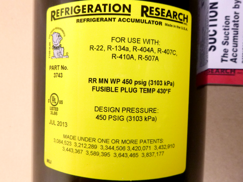 Refrigeration Research 6" X 24.8", 1-3/8" Line Vertical Suction Accumulator 3743 | Industrial MRO Replacement Parts, Manufacturing Machine Parts & Components, Heavy Equipment Parts Supplier