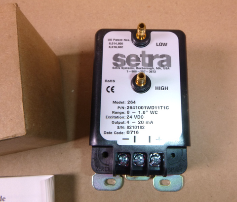 2641001WD11T1C Setra Differential Pressure Transducer 0 to 1" WC, NEW