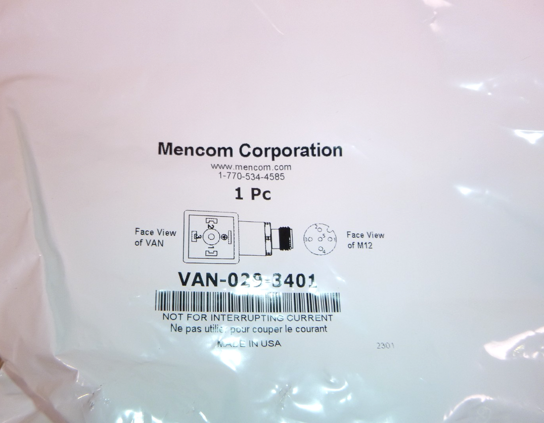 VAN-029-3401 Mencom Solenoid Valve Connector, Solenoid Form A to M12 x 1.00 Male | Electrical MRO Replacement Parts &amp; Components and Commercial Electrical Supplies Company