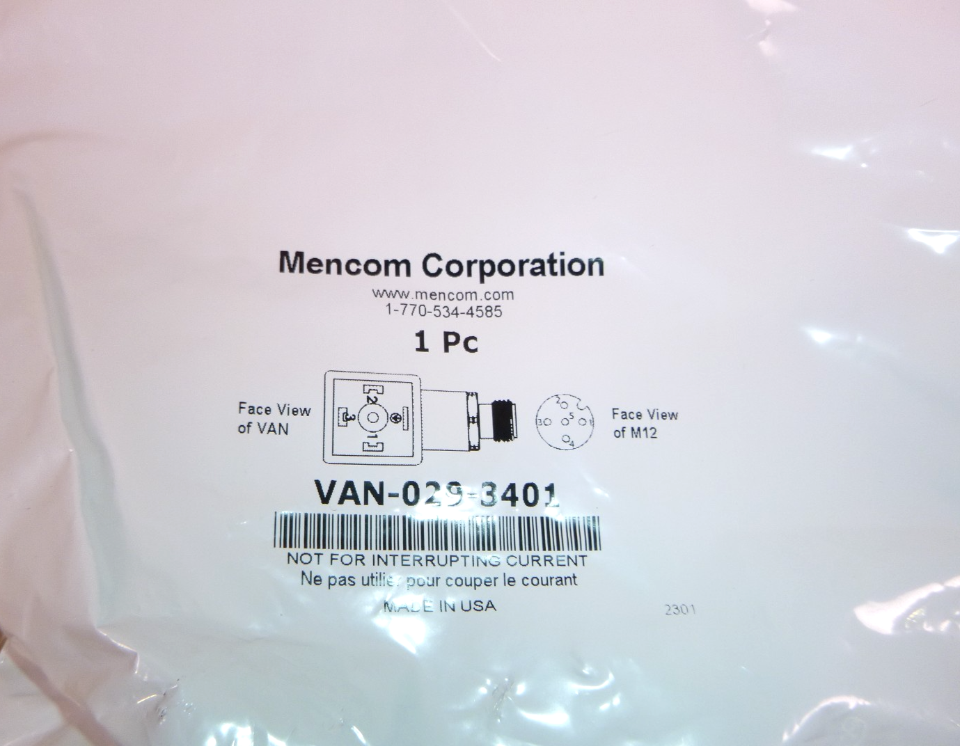 VAN-029-3401 Mencom Solenoid Valve Connector, Solenoid Form A to M12 x 1.00 Male | Electrical MRO Replacement Parts &amp; Components and Commercial Electrical Supplies Company