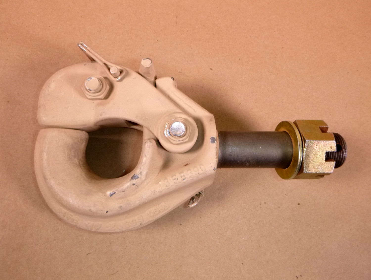 USGI Humvee M998 Pintle Towing Tow Hook Tan 5568593 , 2540-01-189-2193 | Genuine HMMWV Replacement Parts and Military Surplus Humvee Parts &amp; Accessories