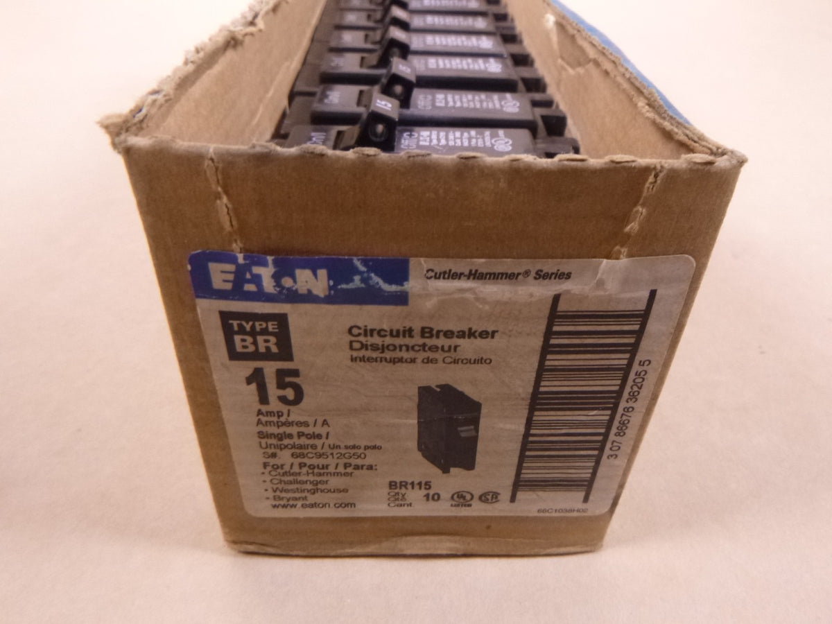 (Lot Of 9) NOS Eaton BR115 Circuit Breaker 15A 1-Pole 120/240V C115 | Electrical MRO Replacement Parts &amp; Components and Commercial Electrical Supplies Company