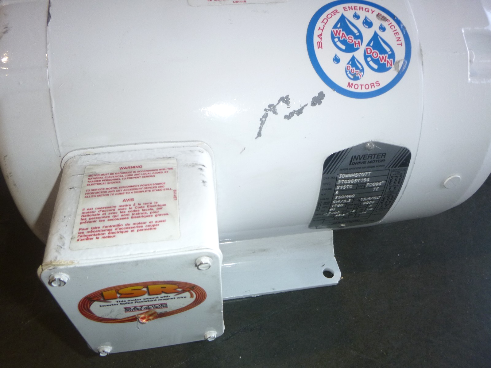 Baldor Washdown Inverter Duty Motor 5 Hp 213TC 6000 Rpm Max TENV IDWNM3707T | Industrial Electric Motors, Pumps &amp; Parts
