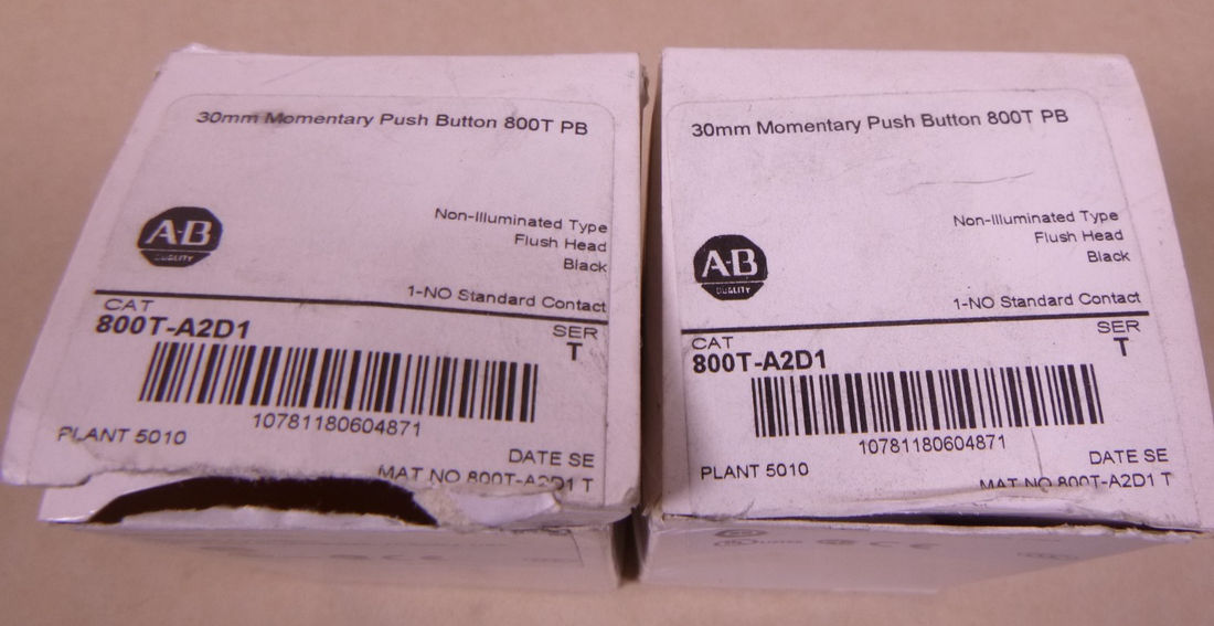 (Lot Of 3) ALLEN BRADLEY 800T-A2D1 Momentary Push Button Black 800T 30mm , Ser T | Electrical MRO Replacement Parts &amp; Components and Commercial Electrical Supplies Company