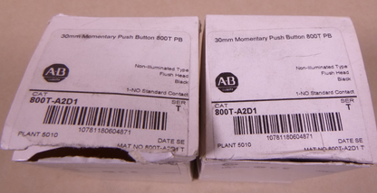 (Lot Of 3) ALLEN BRADLEY 800T-A2D1 Momentary Push Button Black 800T 30mm , Ser T | Electrical MRO Replacement Parts &amp; Components and Commercial Electrical Supplies Company