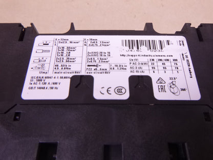 Siemens 3RT2046-1AK60 Contactor 95 Amp 400V 45kW 1NO 1NC , 110/120V 50/60Hz
