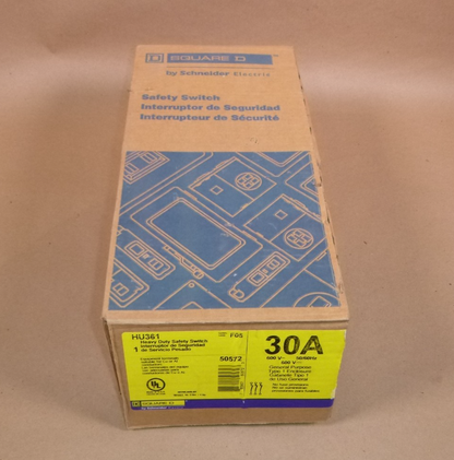 Square D HU361 Safety Switch Disconnect Heavy Duty, Non Fusible, 30A, 3P, 600V | Electrical MRO Replacement Parts &amp; Components and Commercial Electrical Supplies Company