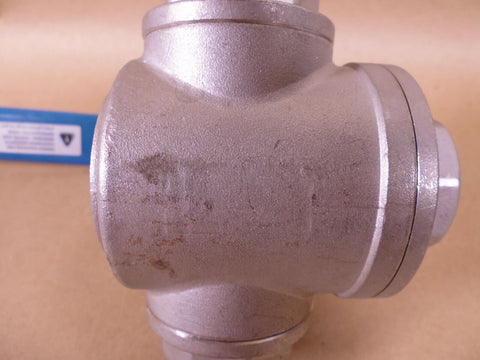 Bonomi 956N 1" FNPT 3-Way CF8M Stainless Steel Ball Valve , 1000 WOG