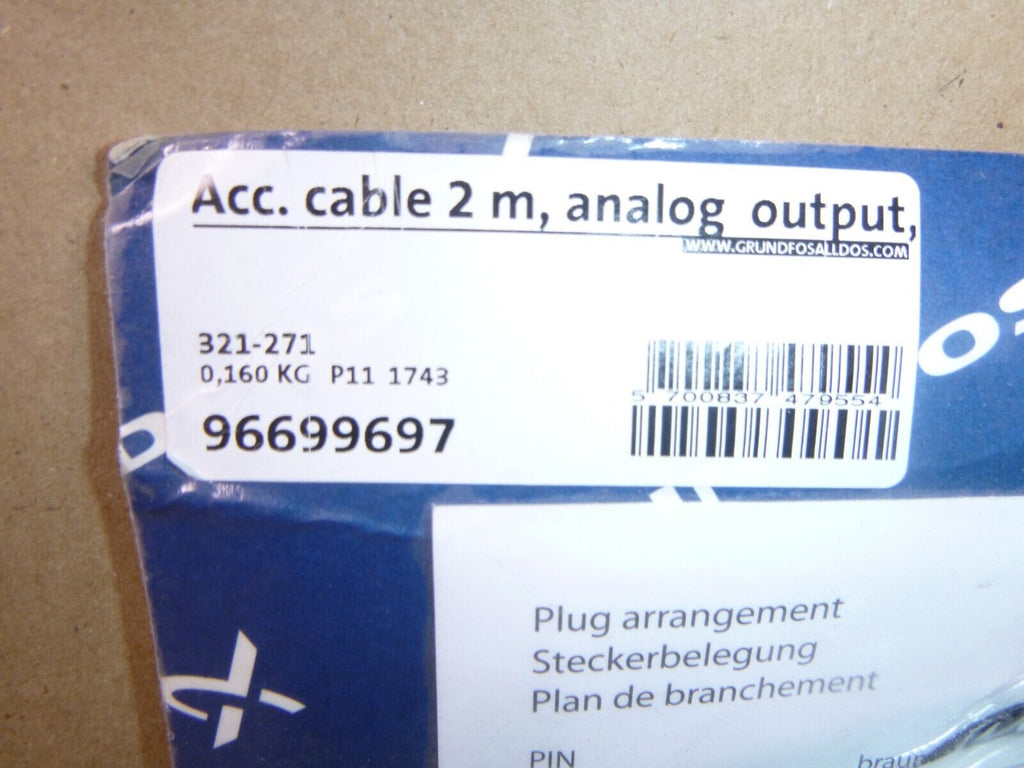 Grundfos 96699697 Angeled Control Output Cable 2 Meter Long For Meteri ...