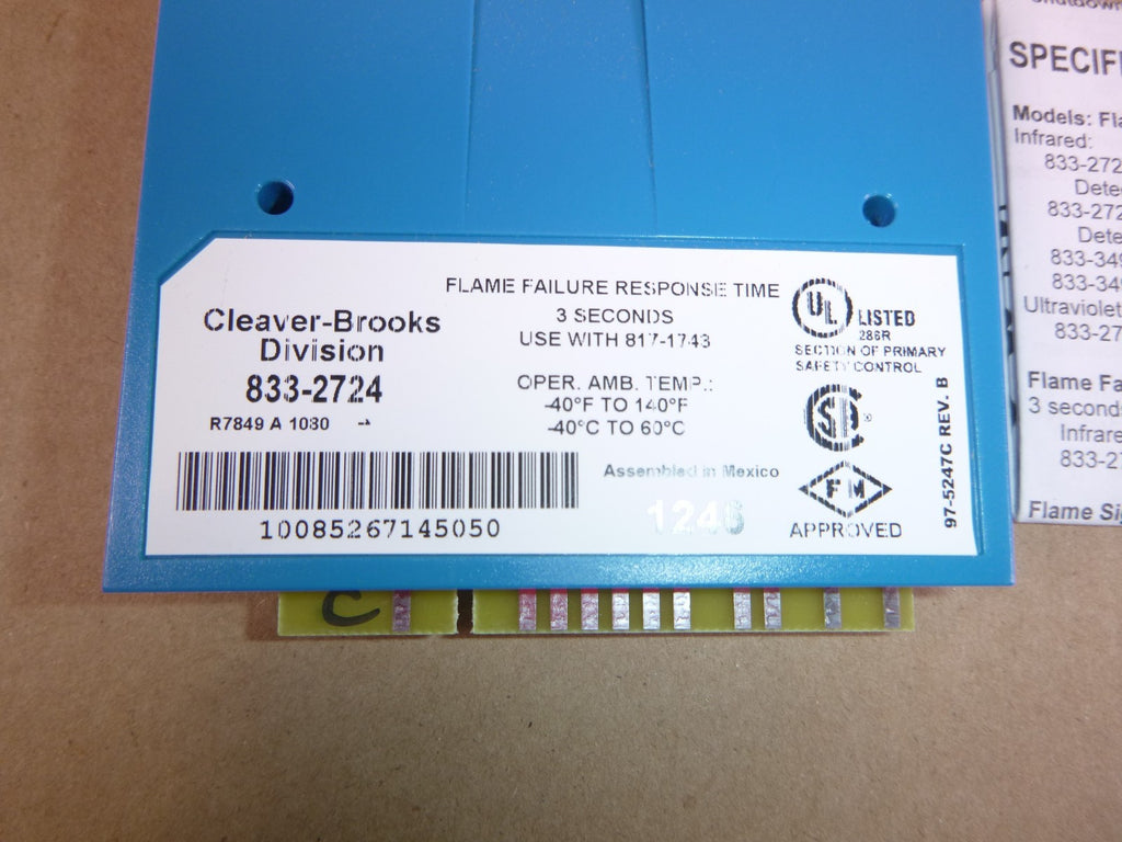 Cleaver Brooks 833-2724 Flame Amplifier, Infrared Equal To Honeywell R7848A1008 | Electrical MRO Replacement Parts & Components and Commercial Electrical Supplies Company