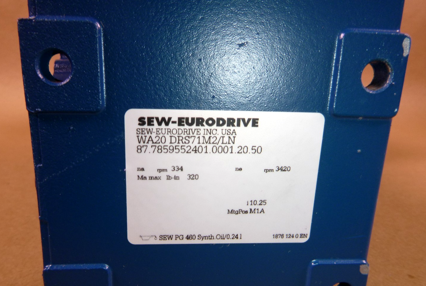 WA20DRS71M2/LN Eurodrive Right Angle Hollow Shaft Gear Motor 3/4 Hp 334 Rpm | Industrial Electric Motors, Pumps &amp; Parts