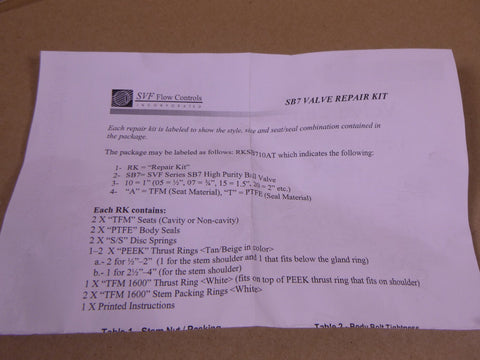 (LOT OF 3) SVF RKSB720AT Valve Repair Kit 2" SB7 | Industrial MRO Replacement Parts, Manufacturing Machine Parts & Components, Heavy Equipment Parts Supplier