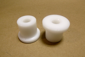 3/8" ID x 0.925" OD x 1-1/16" Tall White Poly Flange Standoff Bushing Spacer 2Pc