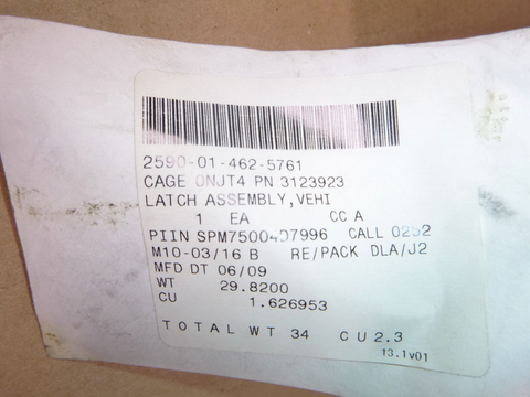 M1075 Pallatized Load System Container Lock Assembly 2590-01-462-5761, 3123923 | Replacement Truck Parts, Trailer Accessories, Automobile Supplies, Car Parts & Accessories