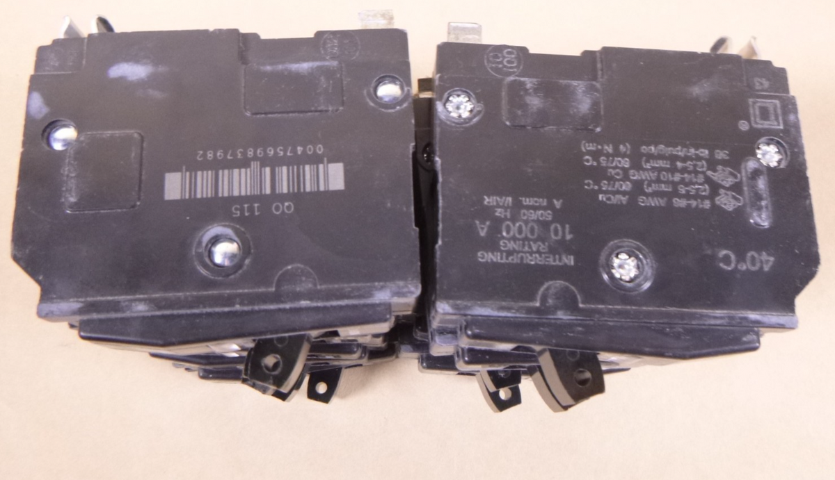 5 Square D QO120, 5 QO115 Snap In 1 Pole 20 &amp; 15 Amp Type QO Circuit Breaker | Electrical MRO Replacement Parts &amp; Components and Commercial Electrical Supplies Company