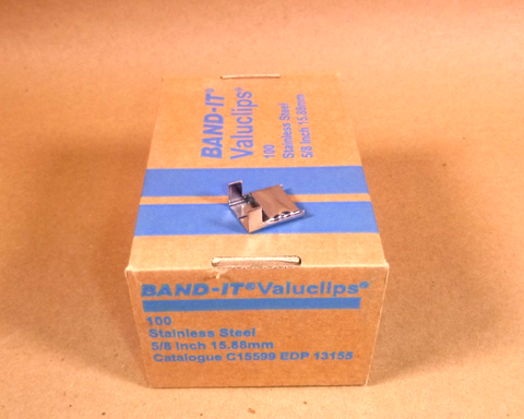 C15599 Band-It Valuclip Strapping Clips, 5/8" in, Stainless Steel, 100/BOX | Industrial MRO Replacement Parts, Manufacturing Machine Parts & Components, Heavy Equipment Parts Supplier