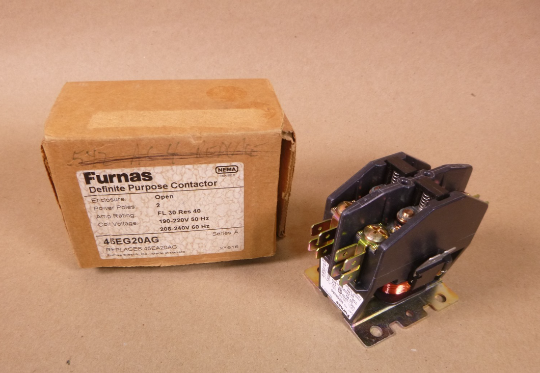 45EG20AG Furnas 2 Pole 30A 600V Class 45 Definite Purpose Contactor | Electrical MRO Replacement Parts &amp; Components and Commercial Electrical Supplies Company