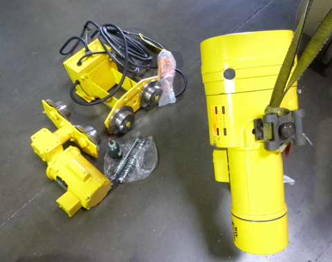 NEW BUDGIT 1/2 TON CHAIN HOIST BEHC5016 20' CHAIN W/ MOTOR DRIVEN TROLLEY MDT01