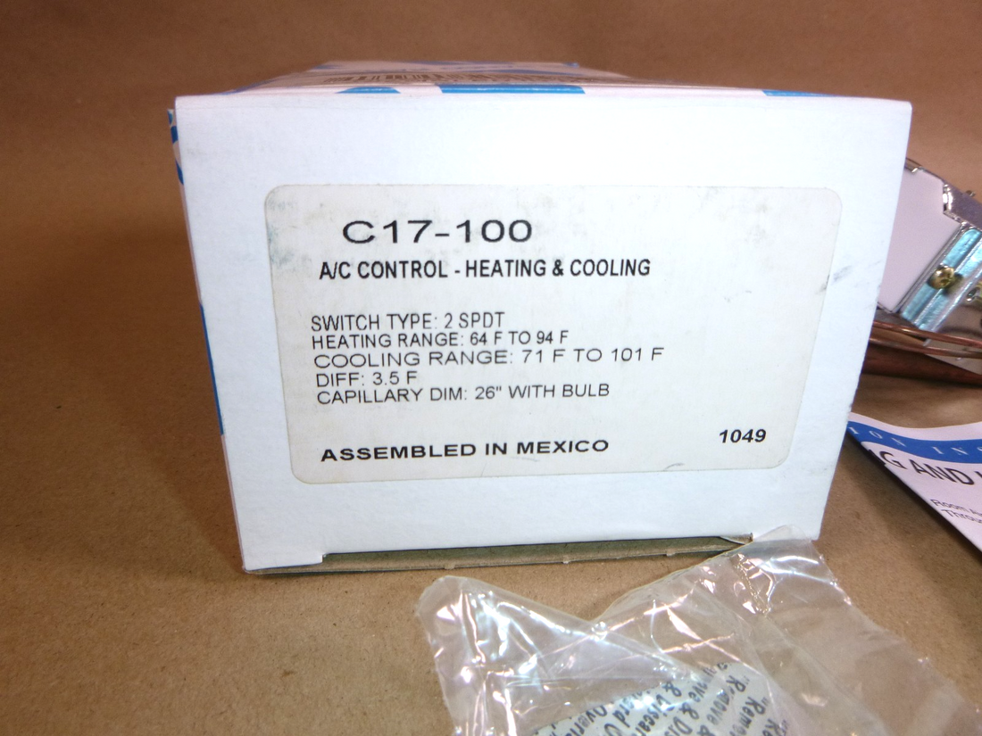 Ranco C17-100 64-94F / 71F-101F 2 SPDT 26" Capillary Heat / Cool Thermostat | Electrical MRO Replacement Parts &amp; Components and Commercial Electrical Supplies Company
